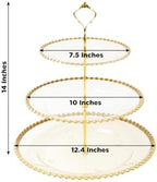 3-Tier Clear Gold Glitter Cupcake Stand Beaded Rim Dessert Display Tower for Bridal Shower & Birthday Parties, alternate view