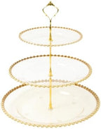 3-Tier Clear Gold Glitter Cupcake Stand Beaded Rim Dessert Display Tower for Bridal Shower & Birthday Parties, alternate view