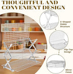 3-Tier Collapsible Cooling Rack - Adjustable Stainless Steel Baking Rack with X-Shaped Design and Leak-Proof, alternate view