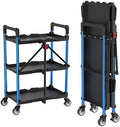 3-Tier Collapsible Utility Cart, 210 LBS Cart with Wheels