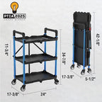 3-Tier Collapsible Utility Cart, 210 LBS Cart with Wheels, alternate view 2