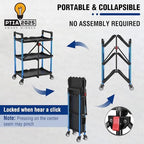 3-Tier Collapsible Utility Cart, 210 LBS Cart with Wheels, alternate view 3