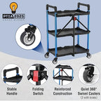 3-Tier Collapsible Utility Cart, 210 LBS Cart with Wheels, alternate view 5