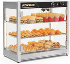 3-Tier Commercial Food Warmer, 27" Pizza Warmer Food Warmer Display with LED Adjustable Lighting Glass Door