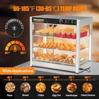 3-Tier Commercial Food Warmer, 27" Pizza Warmer Food Warmer Display with LED Adjustable Lighting Glass Door, alternate view 6