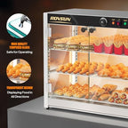 3-Tier Commercial Food Warmer, 27" Pizza Warmer Food Warmer Display with LED Adjustable Lighting Glass Door, alternate view 7