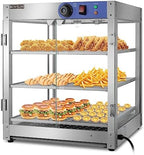 3-Tier Commercial Food Warmer, Pizza Warmer Food Warmer Display with LED Lighting Removable Shelves Glass Door