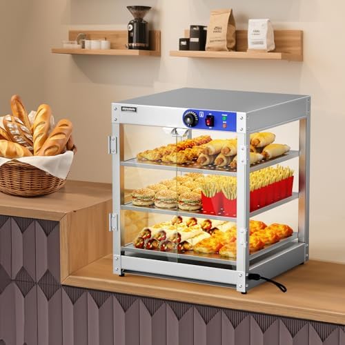 3-Tier Commercial Food Warmer, Pizza Warmer Food Warmer Display with LED Lighting Removable Shelves Glass Door, alternate