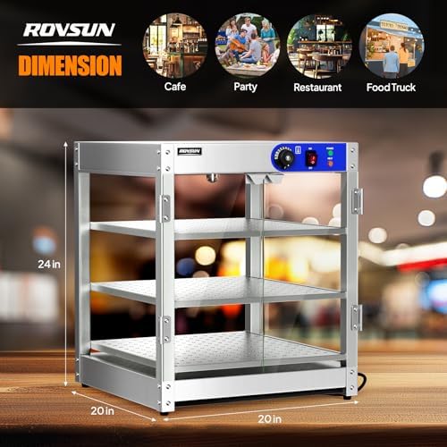 3-Tier Commercial Food Warmer, Pizza Warmer Food Warmer Display with LED Lighting Removable Shelves Glass Door, alternate