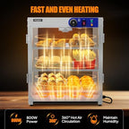 3-Tier Commercial Food Warmer, Pizza Warmer Food Warmer Display with LED Lighting Removable Shelves Glass Door, alternate