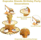 3 Tier Construction Cupcake Stand, Cupcake Stand Cardboard - Easy to Assemble& Reusable(3Vehicle) in 3vehicle, alternate view