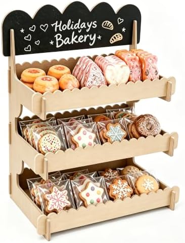 3-Tier Cookie Display Stand for Market Booths, Craft Fairs & Events in Natural