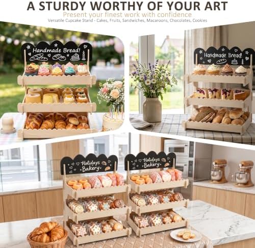 3-Tier Cookie Display Stand for Market Booths, Craft Fairs & Events in Natural, alternate view 6