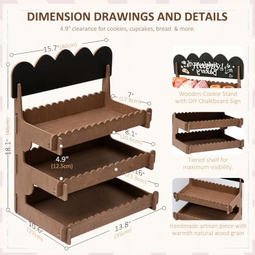3-Tier Cookie Display Stand for Market Booths, Events & Craft Fairs in Mocha, alternate view 4