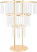 3 Tier Crystal Flower Stand, 2pcs Wedding Gold Vases Centerpieces with Hanging Crystals, Round Chandelier