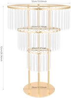 3 Tier Crystal Flower Stand, 2pcs Wedding Gold Vases Centerpieces with Hanging Crystals, Round Chandelier, alternate view 2