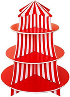 3 Tier Cupcake Foam Stand with Circus Carnival Tent Design for Desserts, Birthdays, Decorations