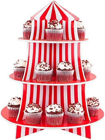 3 Tier Cupcake Foam Stand with Circus Carnival Tent Design for Desserts, Birthdays, Decorations, alternate view 3
