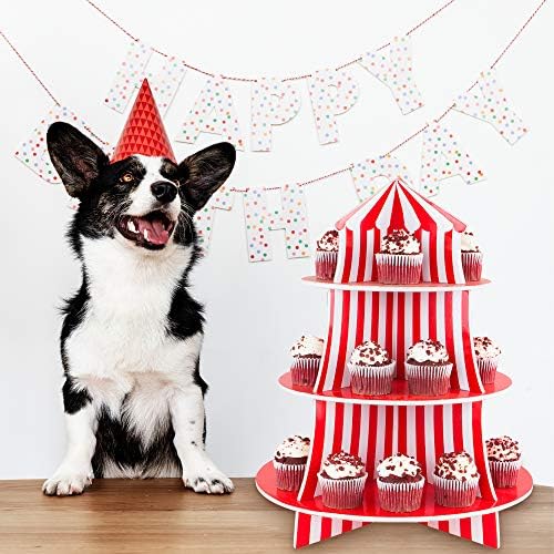 3 Tier Cupcake Foam Stand with Circus Carnival Tent Design for Desserts, Birthdays, Decorations, alternate view 6