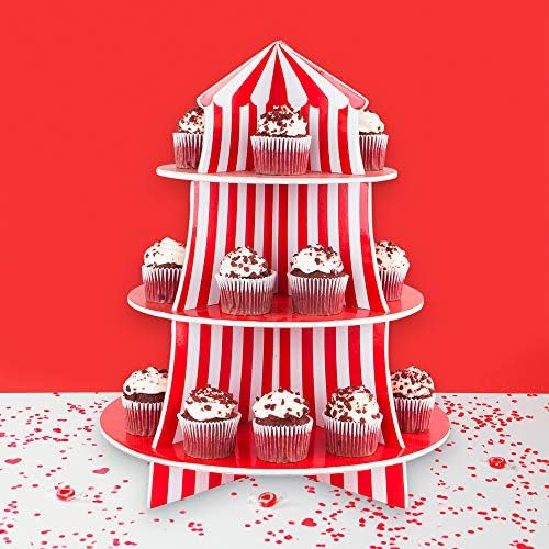 3 Tier Cupcake Foam Stand with Circus Carnival Tent Design for Desserts, Birthdays, Decorations, alternate view 7