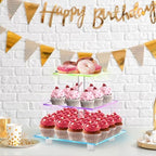 3 Tier Cupcake Holder with Rechargeable LED, 7 Colors Light Cupcake Tower, Acrylic Dessert Table Display Set for, alternate
