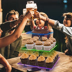 3 Tier Cupcake Holder with Rechargeable LED, 7 Colors Light Cupcake Tower, Acrylic Dessert Table Display Set for, alternate
