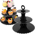 3-Tier Cupcake Stand 2 Pack Dessert Cup Cake Stand Tower Paper Round Cake Display Serving Plate for Anniversary