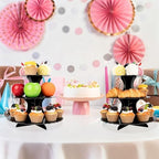 3-Tier Cupcake Stand 2 Pack Dessert Cup Cake Stand Tower Paper Round Cake Display Serving Plate for Anniversary, alternate