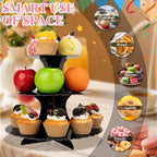 3-Tier Cupcake Stand 2 Pack Dessert Cup Cake Stand Tower Paper Round Cake Display Serving Plate for Anniversary, alternate