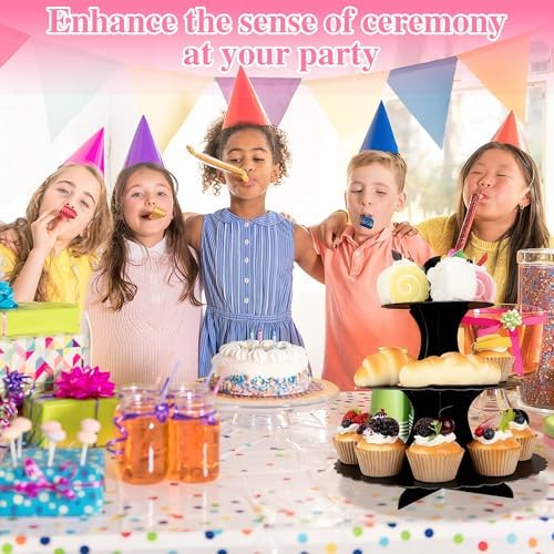 3-Tier Cupcake Stand 2 Pack Dessert Cup Cake Stand Tower Paper Round Cake Display Serving Plate for Anniversary, alternate