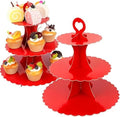 3-Tier Cupcake Stand 2 Pack Dessert Cup Cake Stand Tower Paper Round Cake Display Serving Plate for Anniversary