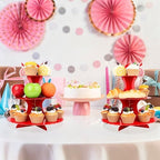 3-Tier Cupcake Stand 2 Pack Dessert Cup Cake Stand Tower Paper Round Cake Display Serving Plate for Anniversary, alternate