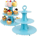 3-Tier Cupcake Stand 2 Pack Dessert Cup Cake Stand Tower Paper Round Cake Display Serving Plate for Anniversary