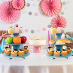 3-Tier Cupcake Stand 2 Pack Dessert Cup Cake Stand Tower Paper Round Cake Display Serving Plate for Anniversary, alternate