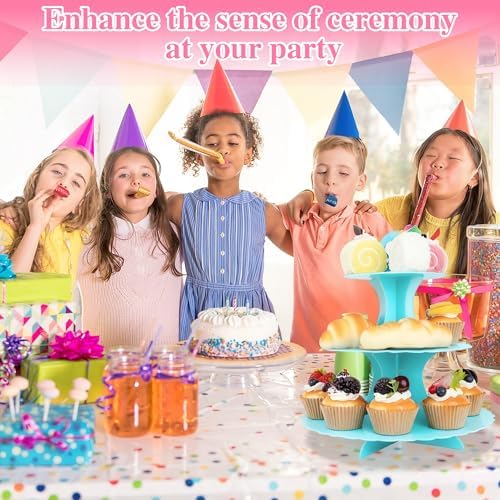 3-Tier Cupcake Stand 2 Pack Dessert Cup Cake Stand Tower Paper Round Cake Display Serving Plate for Anniversary, alternate