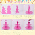3-Tier Cupcake Stand 2 Pack Dessert Cup Cake Stand Tower Paper Round Cake Display Serving Plate for Anniversary, alternate