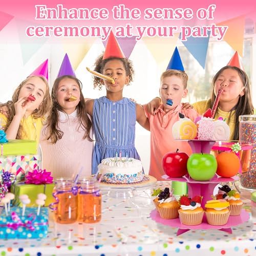 3-Tier Cupcake Stand 2 Pack Dessert Cup Cake Stand Tower Paper Round Cake Display Serving Plate for Anniversary, alternate