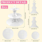 3-Tier Cupcake Stand 2 Pack Dessert Cup Cake Stand Tower Paper Round Cake Display Serving Plate for Anniversary, alternate