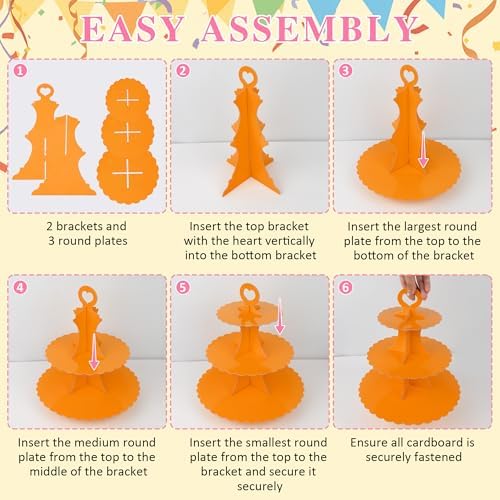 3-Tier Cupcake Stand 2 Pack Dessert Cup Cake Stand Tower Paper Round Cake Display Serving Plate for Anniversary, alternate