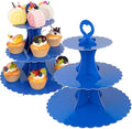 3-Tier Cupcake Stand 2 Pack Dessert Cup Cake Stand Tower Paper Round Cake Display Serving Plate for Anniversary