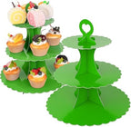 3-Tier Cupcake Stand 2 Pack Dessert Cup Cake Stand Tower Paper Round Cake Display Serving Plate for Anniversary