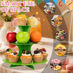 3-Tier Cupcake Stand 2 Pack Dessert Cup Cake Stand Tower Paper Round Cake Display Serving Plate for Anniversary, alternate
