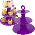 3-Tier Cupcake Stand 2 Pack Dessert Cup Cake Stand Tower Paper Round Cake Display Serving Plate for Anniversary