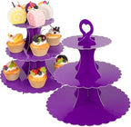 3-Tier Cupcake Stand 2 Pack Dessert Cup Cake Stand Tower Paper Round Cake Display Serving Plate for Anniversary