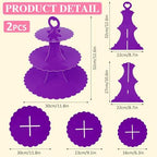 3-Tier Cupcake Stand 2 Pack Dessert Cup Cake Stand Tower Paper Round Cake Display Serving Plate for Anniversary, alternate