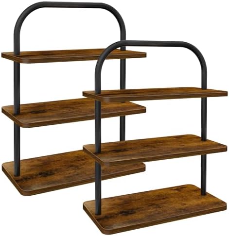 3 Tier Cupcake Stand 2 PACK Wooden Metal Cupcake Stand Reusable Cupcake Display Stand Tiered Tray Stand Dessert