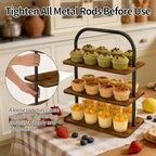 3 Tier Cupcake Stand 2 PACK Wooden Metal Cupcake Stand Reusable Cupcake Display Stand Tiered Tray Stand Dessert, alternate