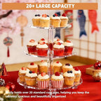 3 Tier Cupcake Stand, 4mm Thick Heavy Duty Acrylic Dessert Table Display Trays, 10" 8" 6" Round Cupcake Holder, alternate