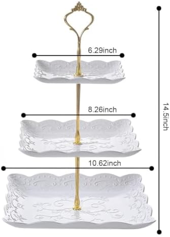3 Tier Cupcake Stand Cake Stand - Plastic Tiered Serving Tray for Desserts, Candy, and Treats - Perfect for, alternate view 3