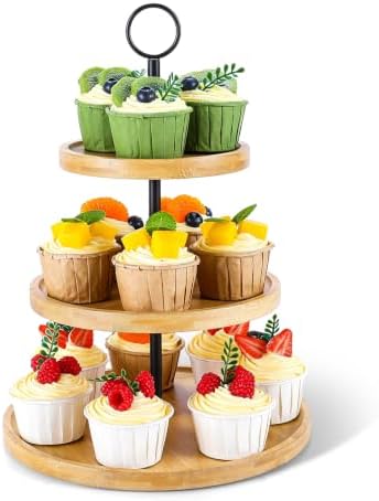 3 Tier Cupcake Stand, Cake Stand Tower, Dessert Table Display Set for Party in Yellow